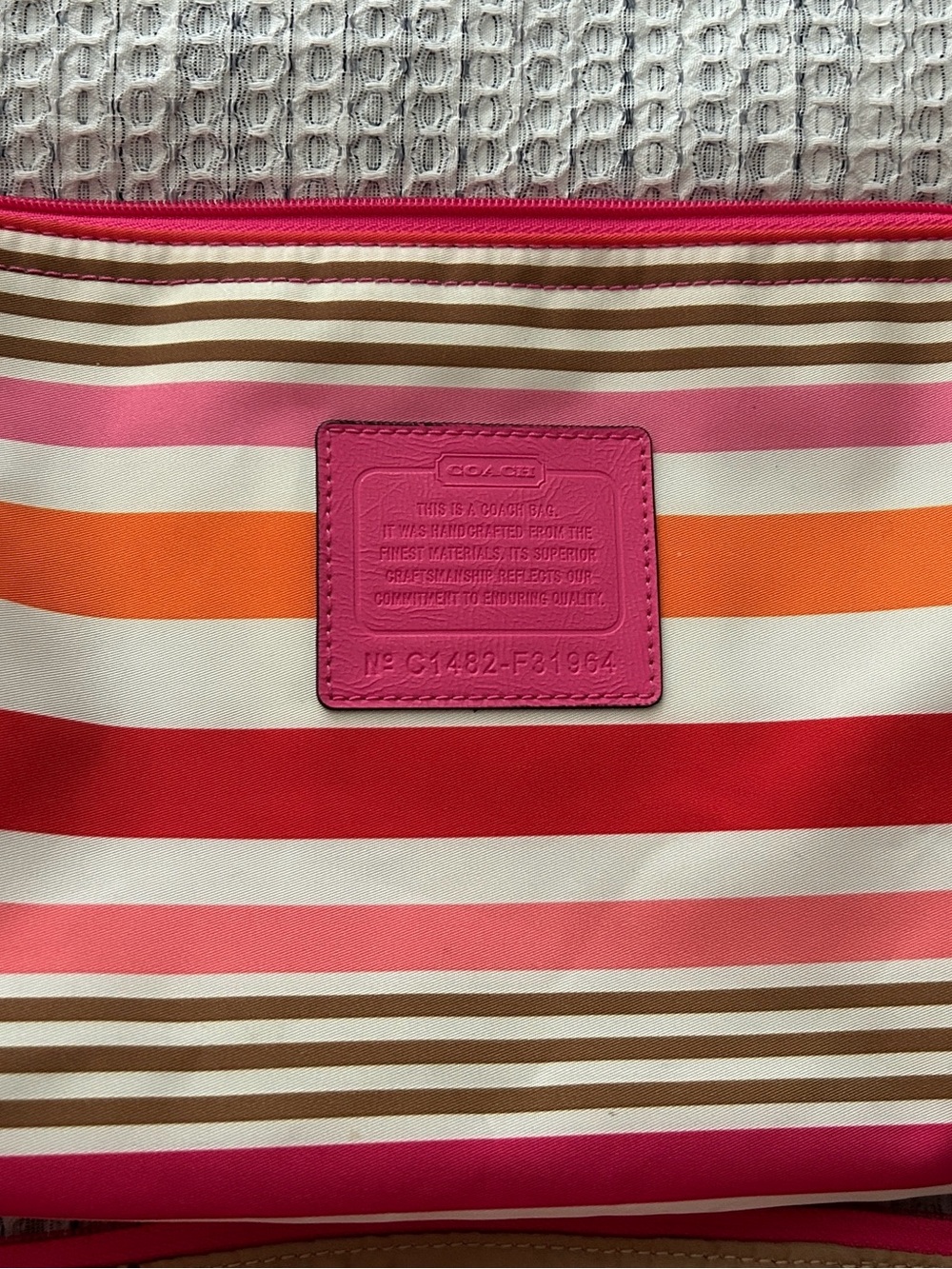 Coach Striped Pink Orange Red Weekend Duffel - Picture 3 of 4